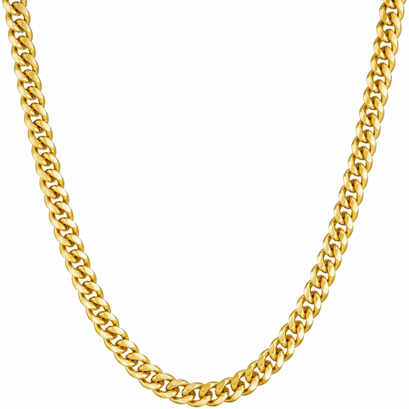 LIFETIME JEWELRY 4.5mm Cuban Link Chain Necklace for Women & Men 24k Gold Plated (18.0) - Image 1